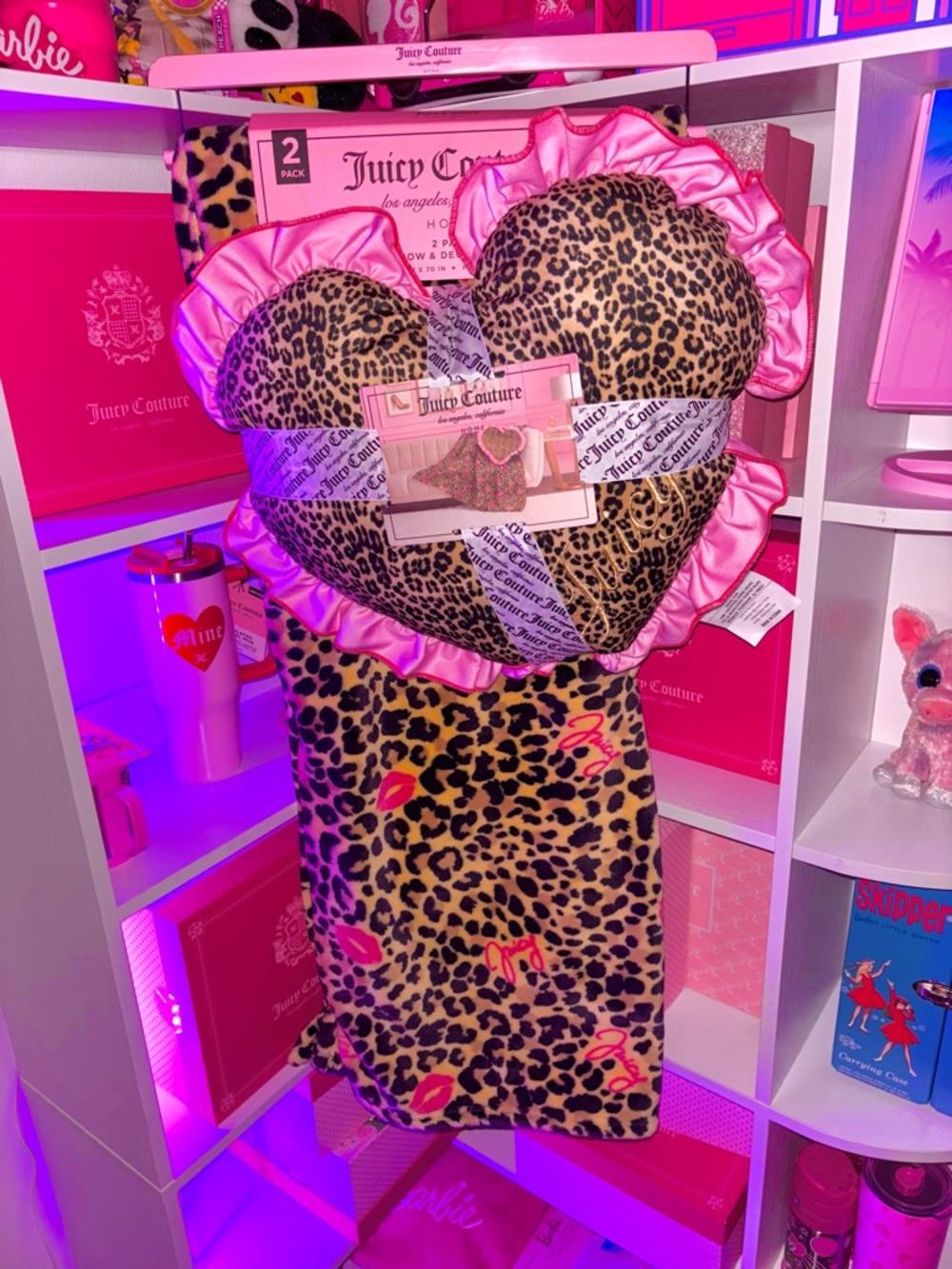 Juicy Couture leopard print soft Throw & Decorative Pillow 2-Pack VIRAL 🐆💋✨